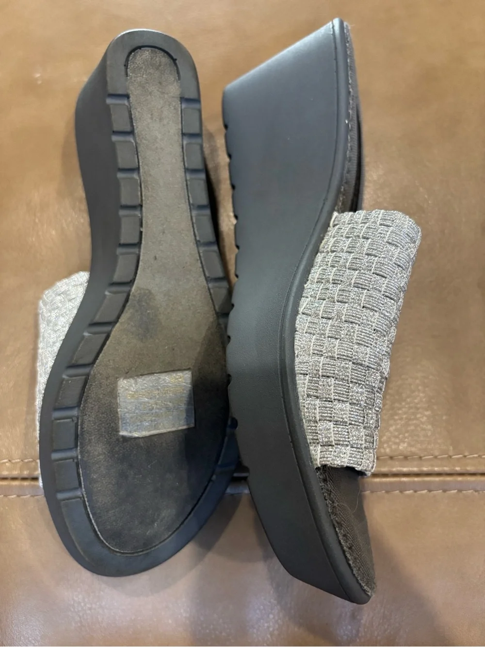 STEVEN by Steve Madden Silver Woven Slide cushioned heels